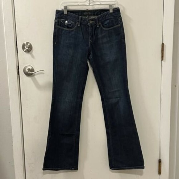 Banana Republic Womens Bootcut Flap Pocket Denim Jeans Dark Wash Size 4R - Picture 2 of 12